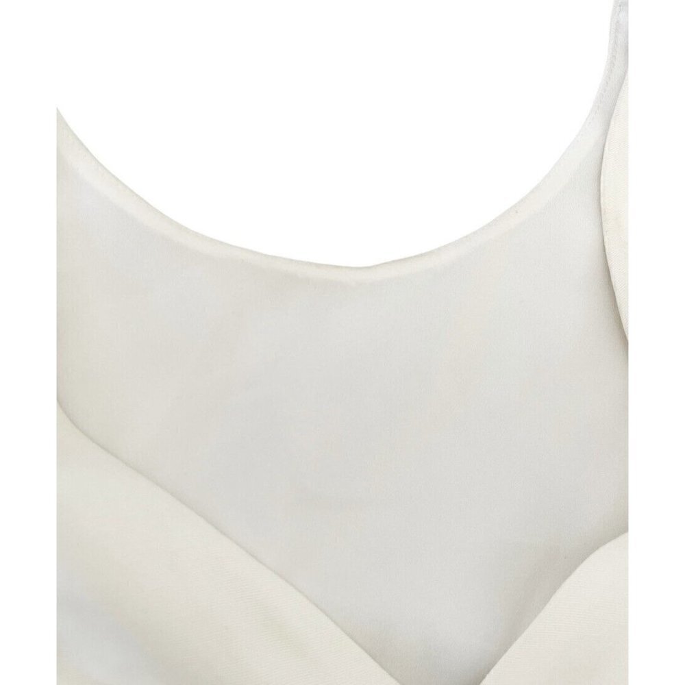Sandro Paris Women’s Sz 1 Cream Cross Back Shift Dress w/ White Ruffle Hem - Picture 8 of 9